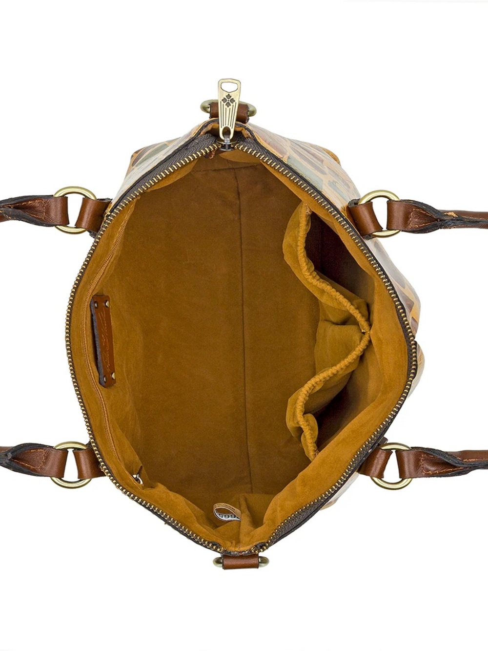 Patricia Nash Chestnut Brown Braided-Handle Leather Satchel - Picture 2 of 6